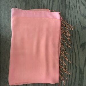 Soft Pink Woven Scarf with Fringe